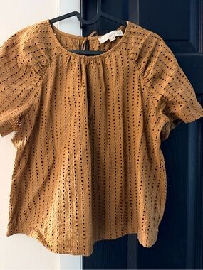 LOFT Tan Eyelet Cotton Top — Size SP
